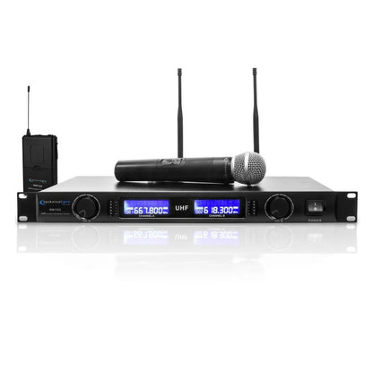 Technical Pro WM1322 Professional Dual UHF Wireless Handheld, Lapel & Headset Microphone System