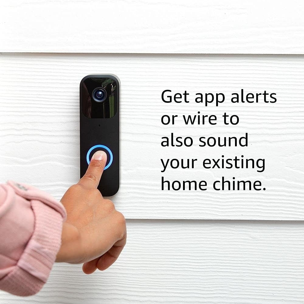 Blink Smart Wi-Fi Video Doorbell Wired/Battery Operated with Sync Module 2 - Black