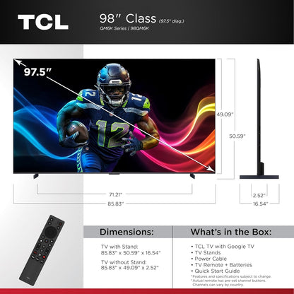 TCL - 98" Class QM6K Series 4K UHD HDR QD Mini LED Smart TV with Google TV 98QM6K