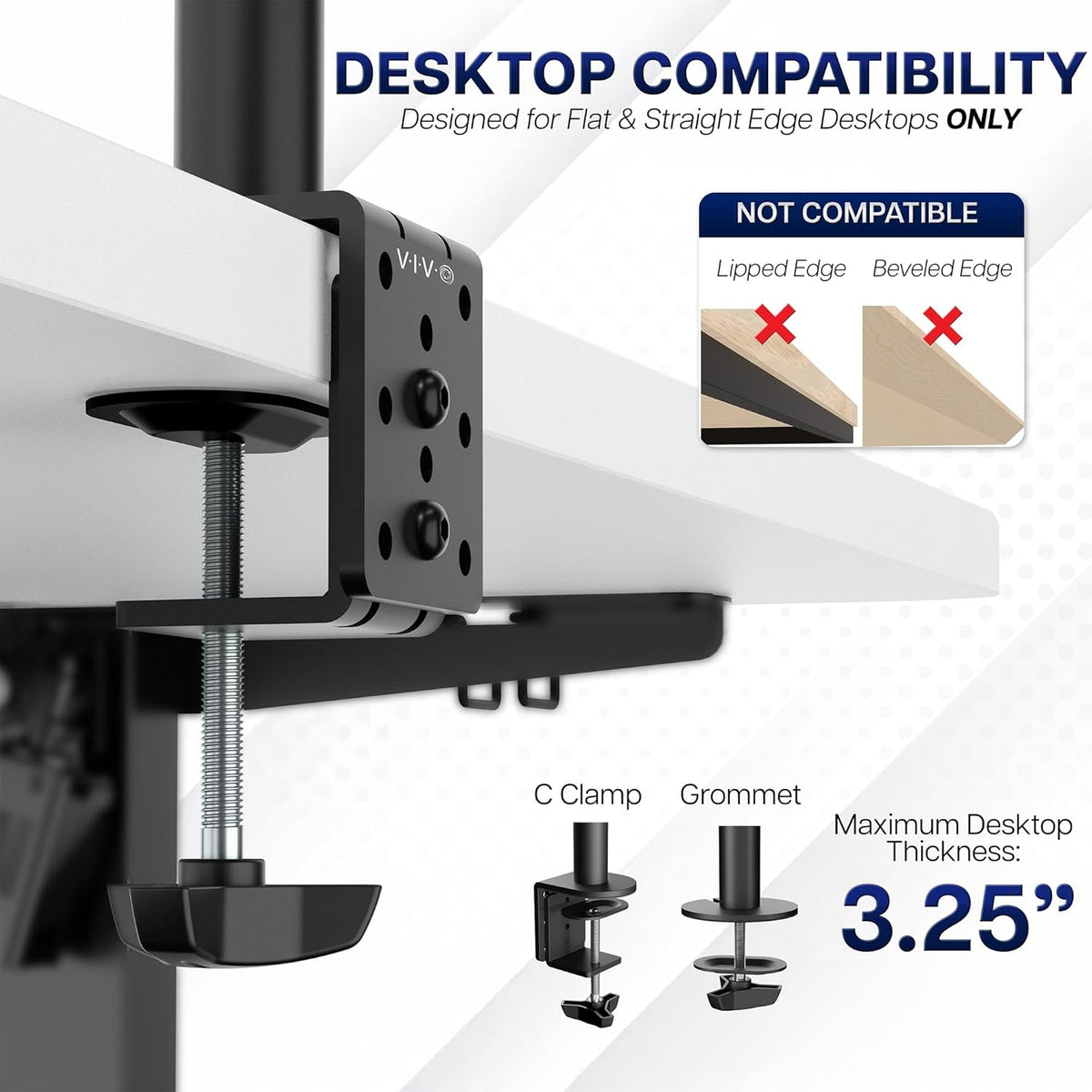 VIVO Dual Monitor Desk Mount, Holds 2 Computer Screens up to 30 inches and 22lbs Each Black, STAND-V002