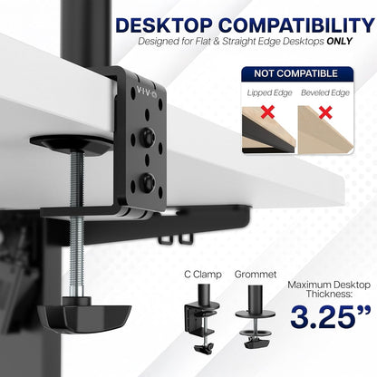 VIVO Dual Monitor Desk Mount, Holds 2 Computer Screens up to 30 inches and 22lbs Each Black, STAND-V002