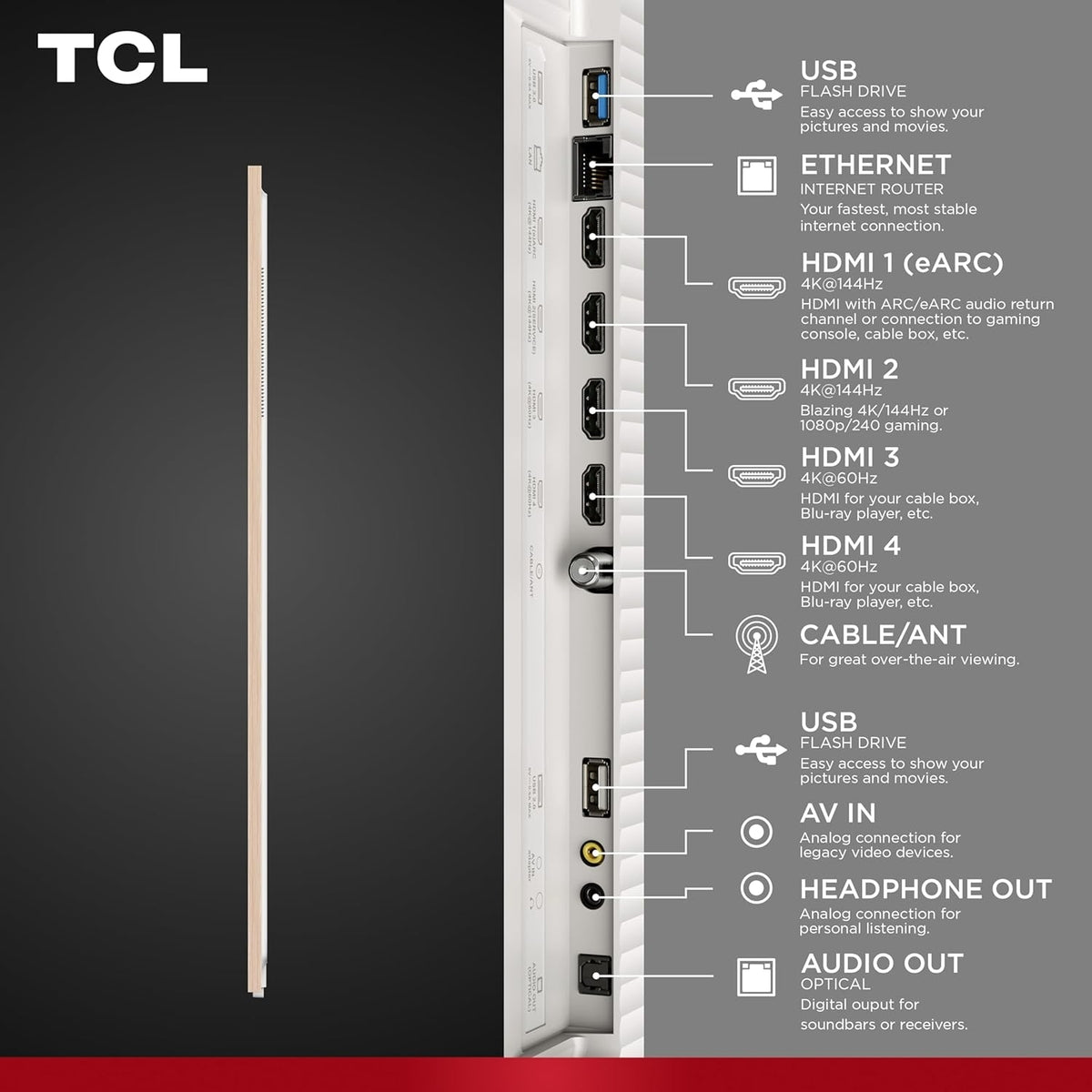 TCL 75" A300W NXTVISION 4K QLED Art TV with Magnetic Frame 75A300W