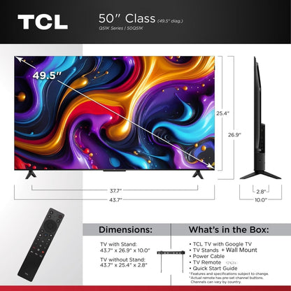 TCL 50" Q Series 4K UHD HDR QLED Smart TV with Google TV – 50Q51K