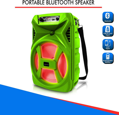 Technical Pro SPARK8GNEON Rechargeable 8" Bluetooth LED Speaker with USB Card Inputs