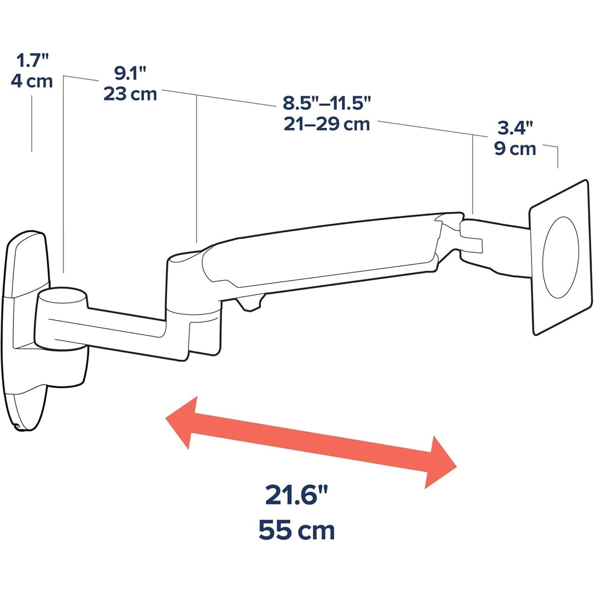 Ergotron LX Wall Mount Monitor Arm Polished Aluminum 45-243-026