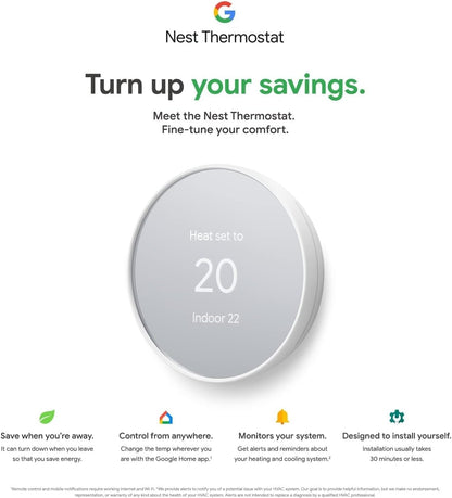 Google Nest Smart Programmable Wi-fi Thermostat Charcoal GA02081-CA