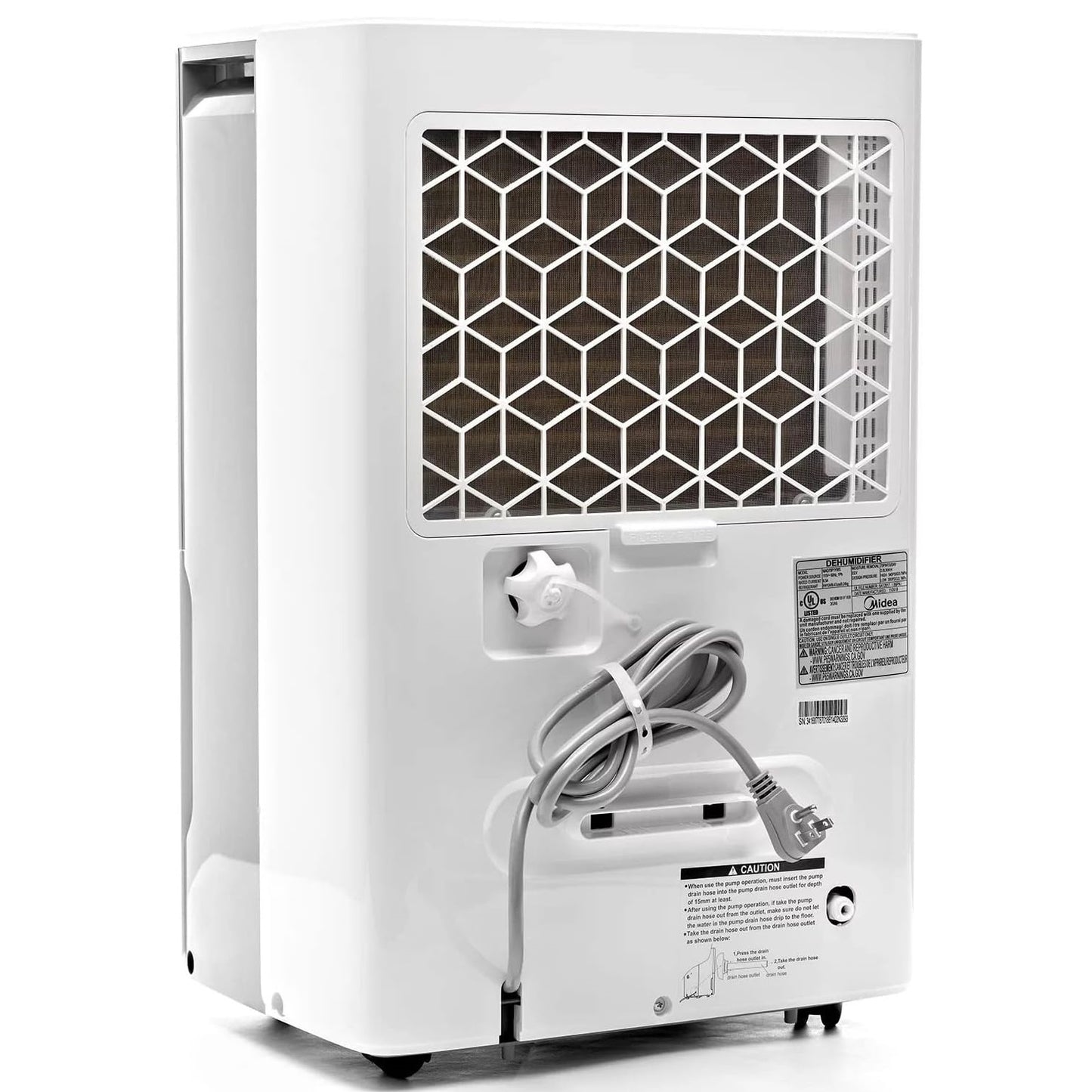 Midea 50 pt. Smart Dehumidifier for Basement, Room, or Garage - Covers up to 4,500 sq. ft. MAD50PS1WS