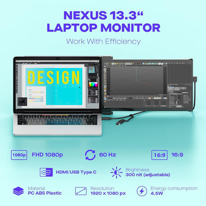 Mobile Pixels Nexus 13.3" 1080P Portable Laptop Monitor, USB Type-C/USBA/HDM 101-1013P01