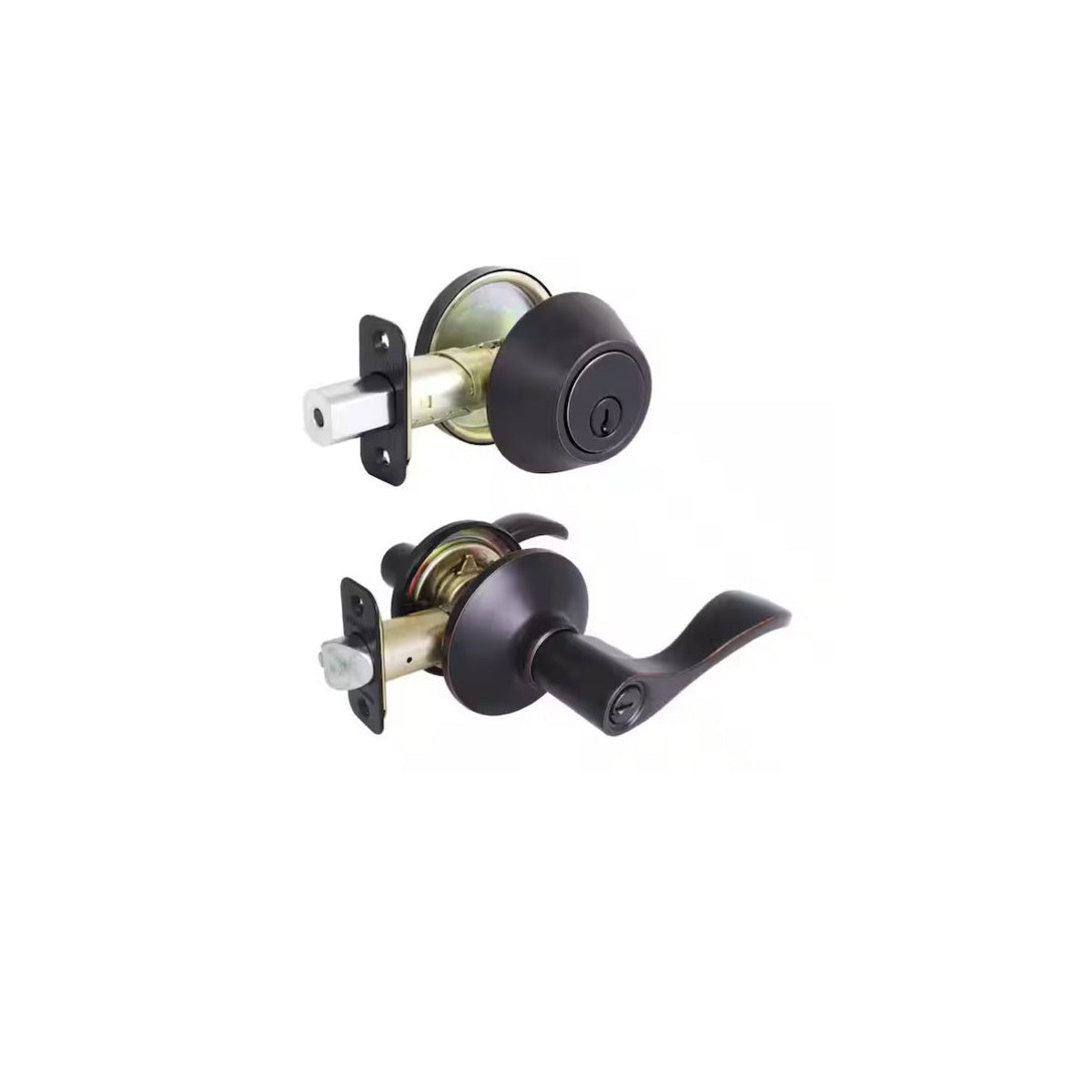 Defiant Naples Aged Bronze Combo Pack with Single Cylinder Deadbolt, ANSI Grade 3 (Good), Steel, for Residential