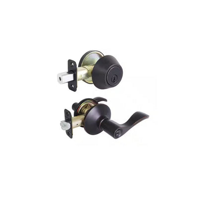 Defiant Naples Aged Bronze Combo Pack with Single Cylinder Deadbolt, ANSI Grade 3 (Good), Steel, for Residential