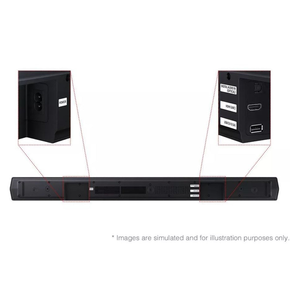 Samsung HW-B53WF 2.1Ch DTS Virtual:X Soundbar with Subwoofer: HDMI ARC, 306 Watts, Bluetooth, Wall Mountable