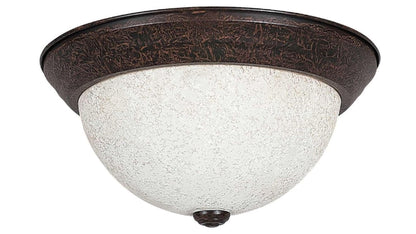 Sunset Lighting 2-Light 11" Flush Mount with Turismo Glass Rubbed Bronze Finish - F7660-62