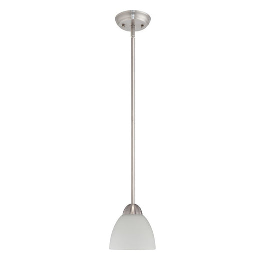 Sunset Lighting Preston 1-Light Pendant 100W Opal Etched Glass, Bright Satin - F16090-80