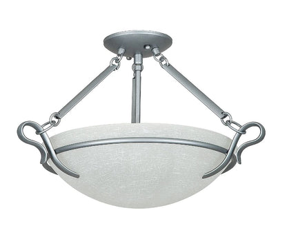 Sunset Lighting F5486-53 Semi Flush Mount with Linen Glass, Satin Nickel Finish