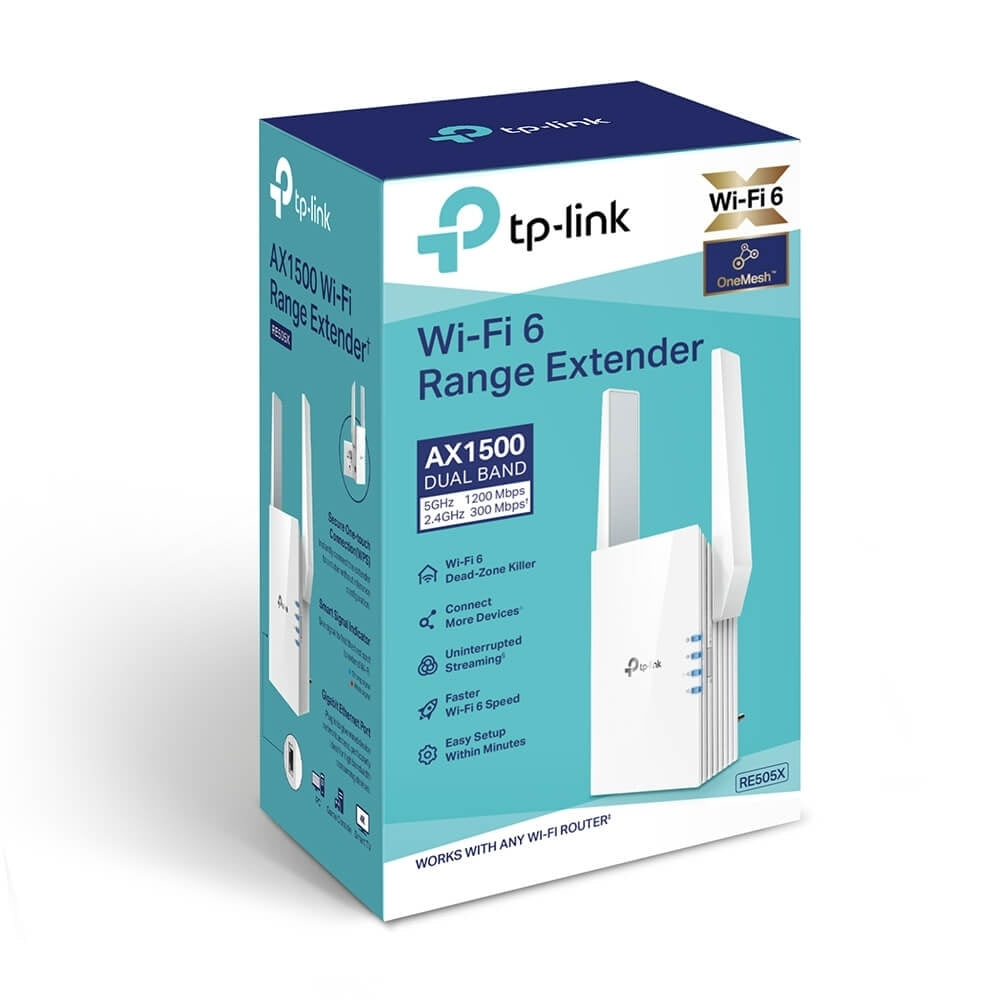 TP-Link AX1500 Mesh Dual Band Range Extender RE505X White