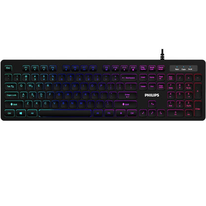 PHILIPS Compact Wired Keyboard | Ultra-Slim Low-Profile Chiclet PC Keyboard SPK8264