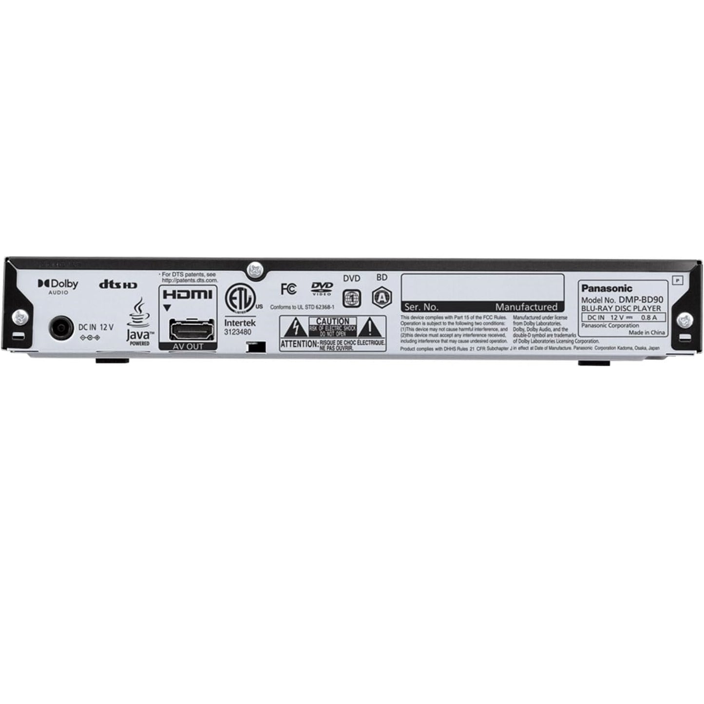 Panasonic Blu Ray DVD Player with Full HD Picture Quality and Hi-Res Dolby Digital Sound, DMP-BD90P-K, Black