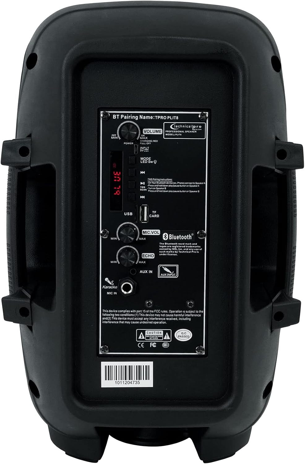 Technical Pro PLIT8 Rechargeable Portable 8" Bluetooth Party Speaker with LED
