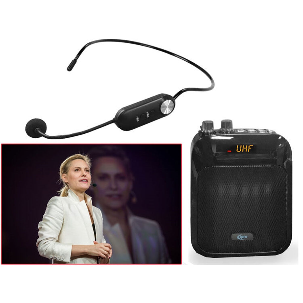 Technical Pro WASP200U Rechargeable Speaker with Wireless UHF Headset Mic