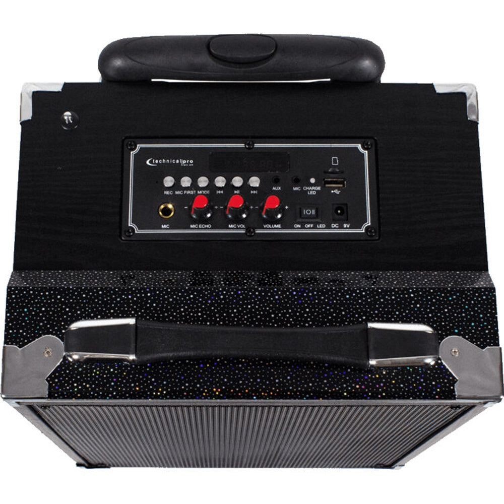 Technical Pro WASP680X 8" Rechargeable Bluetooth PA Speaker with Wireless Mic and Telescopic Mic Stand