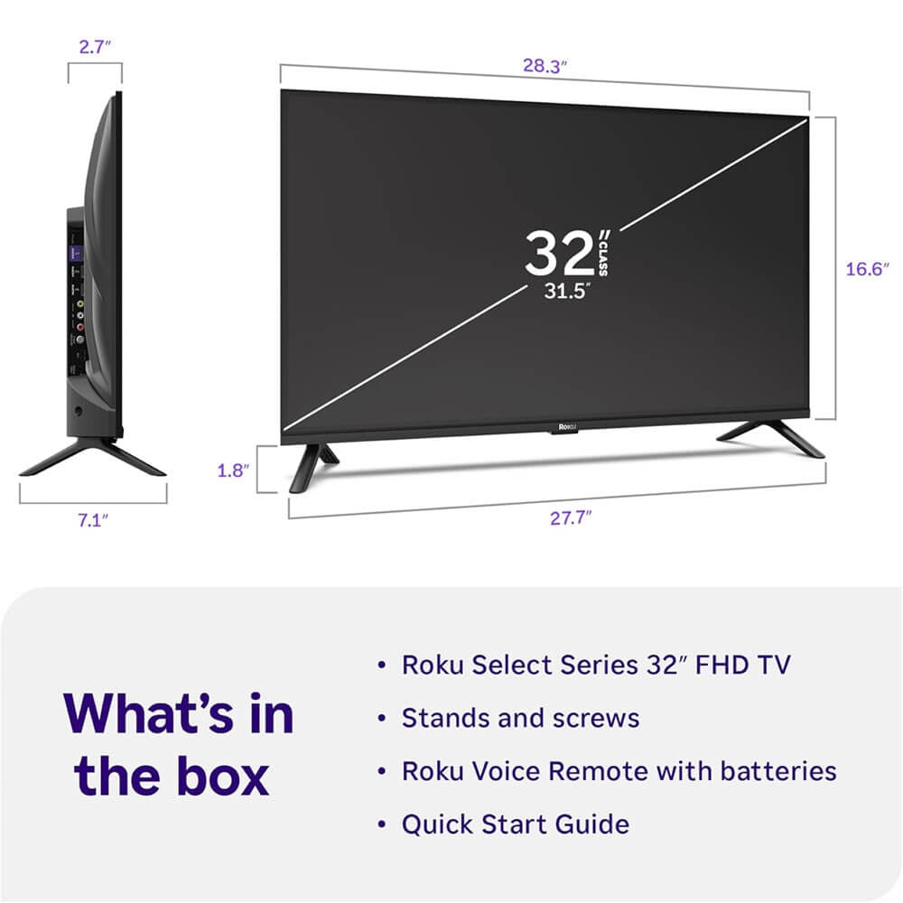 Roku - 32" Class Select Series Full HD (1080p) LED Smart RokuTV (2026) 32R3E5