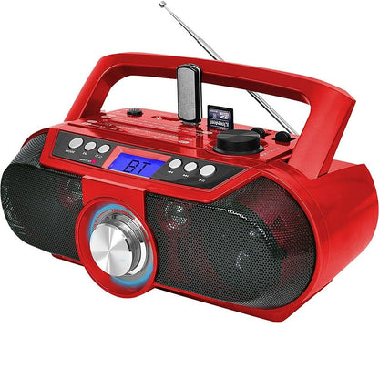 Technical Pro Rechargeable Bluetooth Portable Solar Powered Speaker with USB /SD Inputs Red