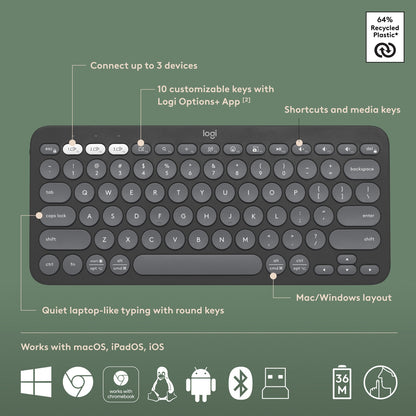 Logitech Pebble 2 Wireless Keyboard and Mouse Combo Tonal Graphite 920-012061