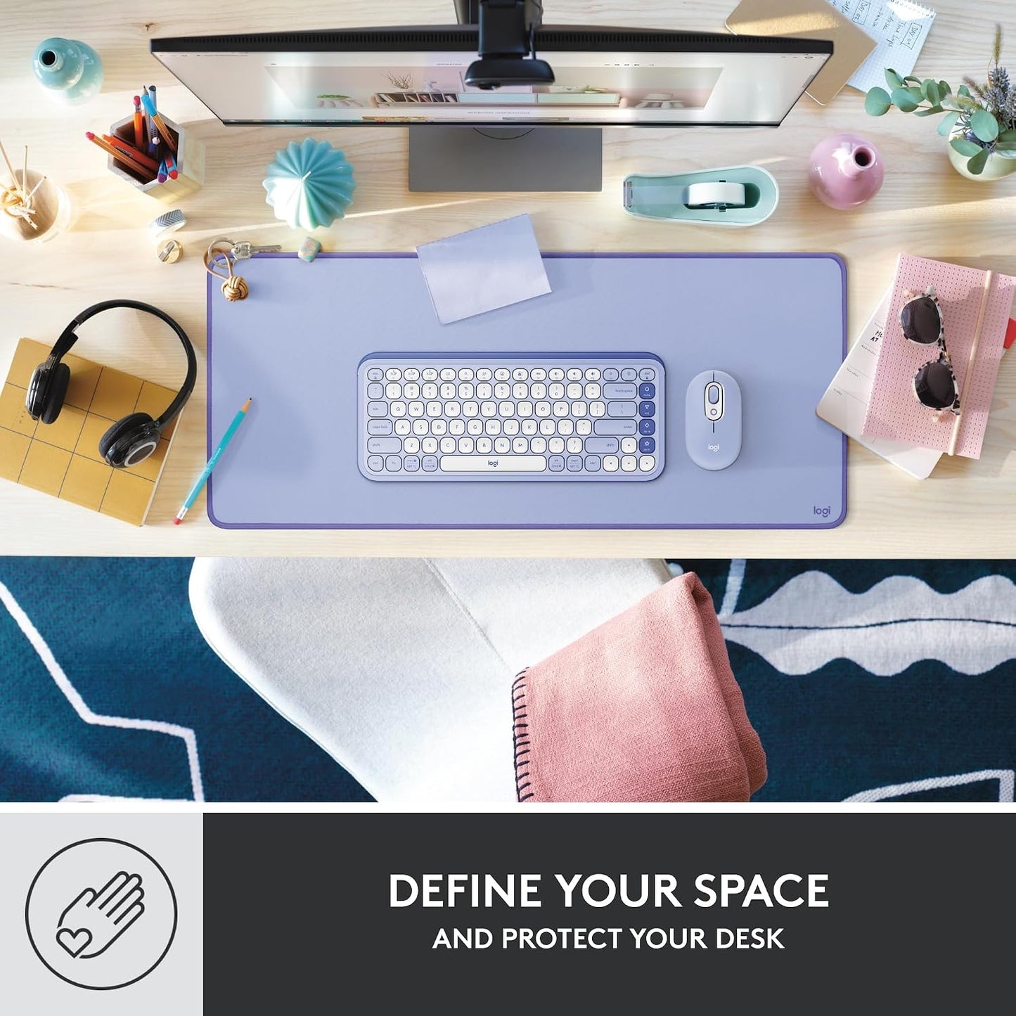 Logitech Studio Series Non-Skid Desk Mat, Lilac 956-000148