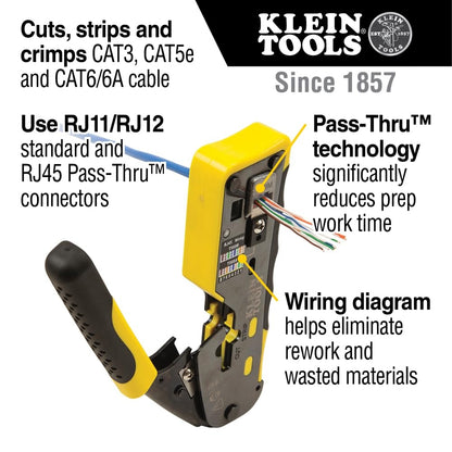 Klein Tools 80072 RJ45 Cable Tester Kit with LAN Scout Jr. 2, Coax Crimper/Stripper/Cutter Tool and Pass-Thru Modular Data Plug