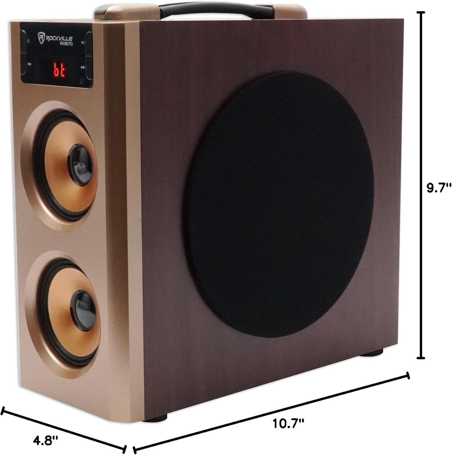 Rockville RHB70 100W 2.1 Powered Home Theater Speaker System, Cherry Wood