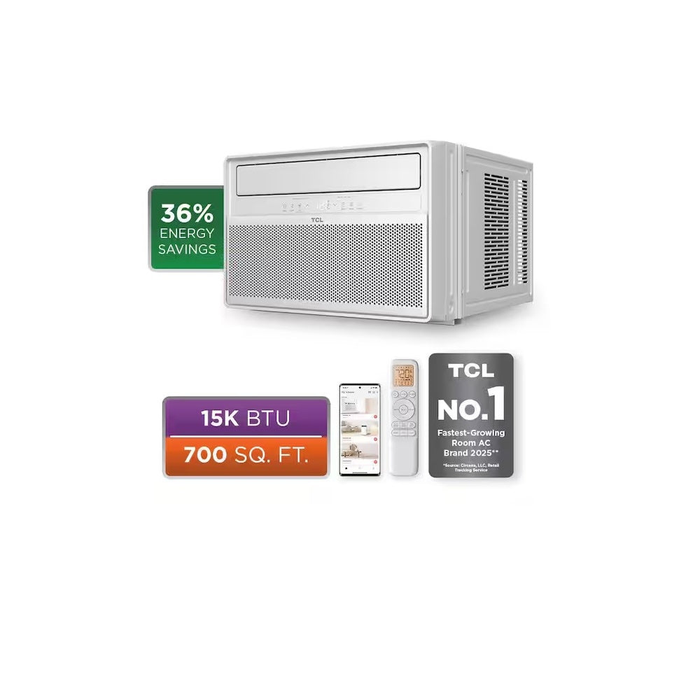 TCL 18,000 BTU Q-Series Ultra-Quiet Inverter Smart Window AC, Cools 1,000 Sq. Ft., with Wi-Fi, Remote T18WQ2S