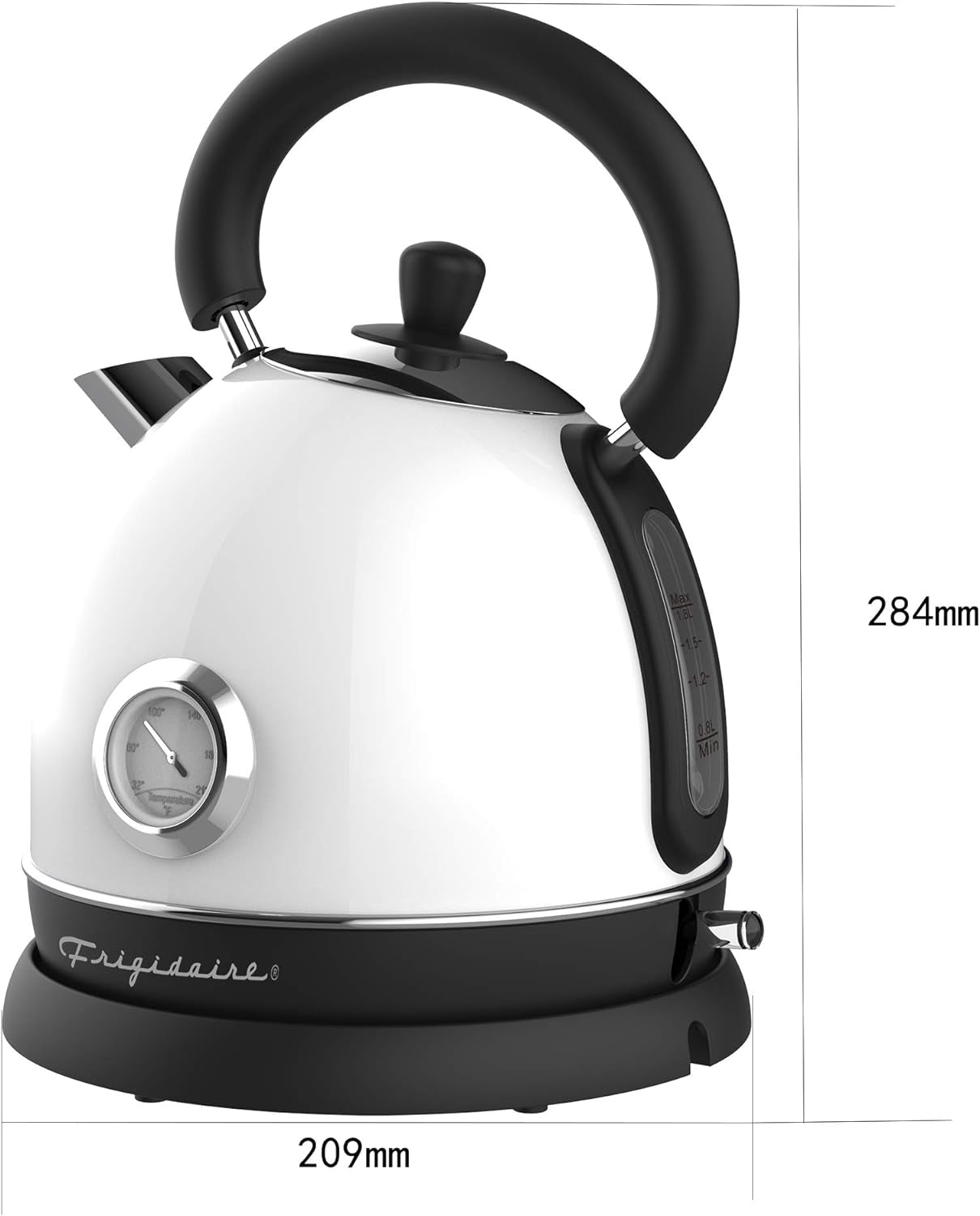 Frigidaire EKET125-WHITE Retro Electric Water Kettle Stainless Steel 1.8l, Fast Boiling, Bpa-Free, White