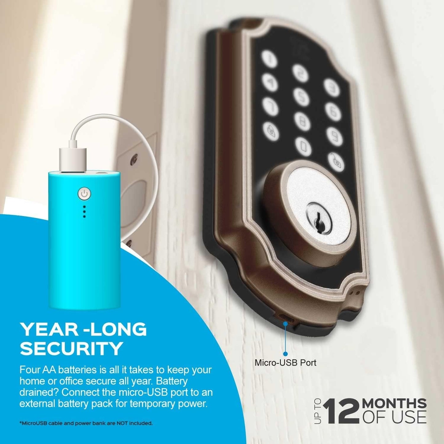 TurboLock Bronze Smart Lock Lighted Keypad Single Cylinder Electronic Knob