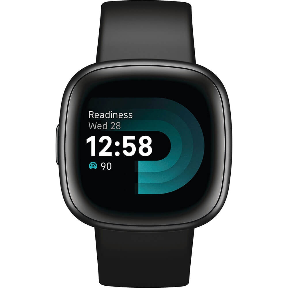 Fitbit Versa 4 Fitness Smartwatch Bundle Black/Graphite FB523BKBKL