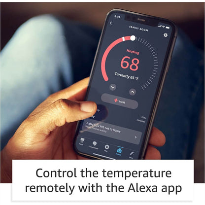 Amazon Smart Programmable Thermostat with Alexa, C-Wire Required - White B08J4C8871