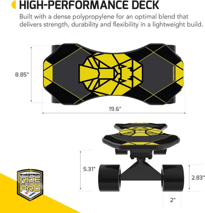 SwagTron Swagskate Ng-3 Electric Skateboard for Kids - Black/Yellow 63866-2, Max. Load: 150 lb (68 kg), Lightweight and Extra Portable, Motor: 100W