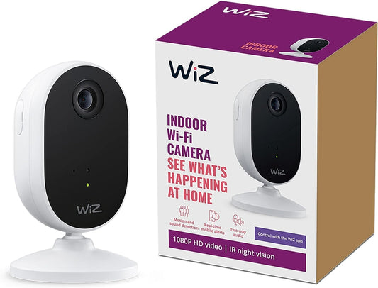 WiZ 1080p HD Indoor Security Camera with Full-Duplex Audio, Motion Detection, Night Vision and App Control 604603