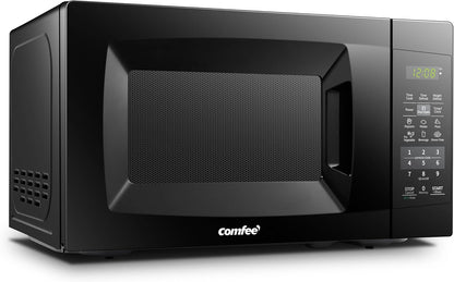 Comfee 0.7 cu. ft. 700 Watt Compact Countertop Microwave in Black with Safety lock, One-Touch Button and Eco Mode EM720CPL-PMB