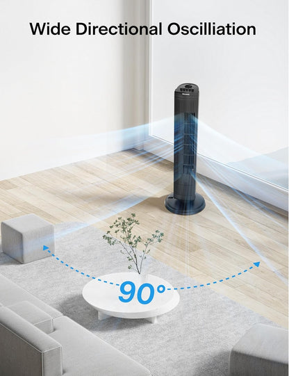 PELONIS 30 Inch Oscillating Tower Fan with 3 Speed Settings and Auto-off Timer, Standing Fan Black PFT28A2BBB