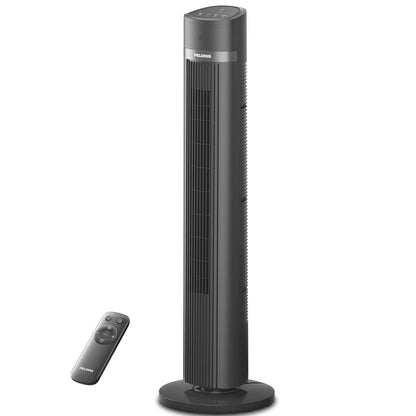 PELONIS 40 inch Bladeless Tower Fan with Remote Control, 26ft/s, 90° Oscillation, 3 Speed Settings Grey PSFZ40R3ALG