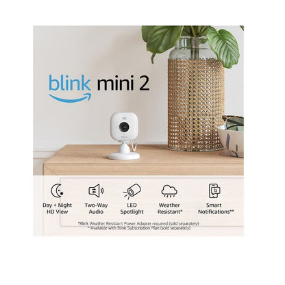 Blink Wired Floodlight Camera with Mini 2 Camera, Weather Resistant 13' Power Adapter and Yard Sign