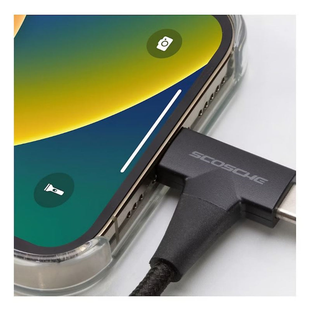 Scosche 3-Piece Travel Universal Phone Mount Charging 2-in-1 USB-C & Light-ning     Cable       UHWCPD30HH-CP0