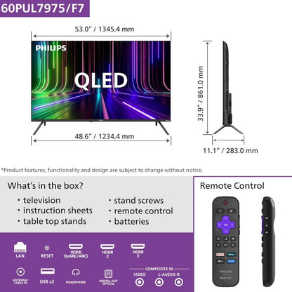 Philips 60" Class 7900 Series 4K QLED Ultra HD Roku Smart TV 60PUL7975/F7