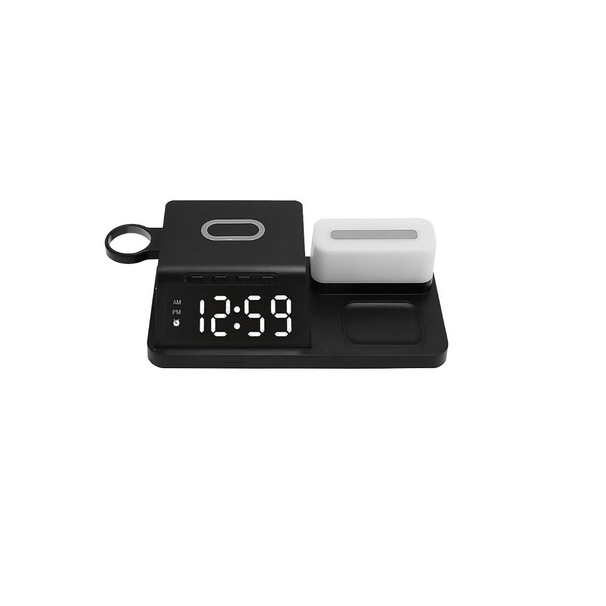 Smartpoint Wireless Charging Alarm Clock with Night Light, Smart Watch and Earbuds Charging Stations SPWLSCHACNL2