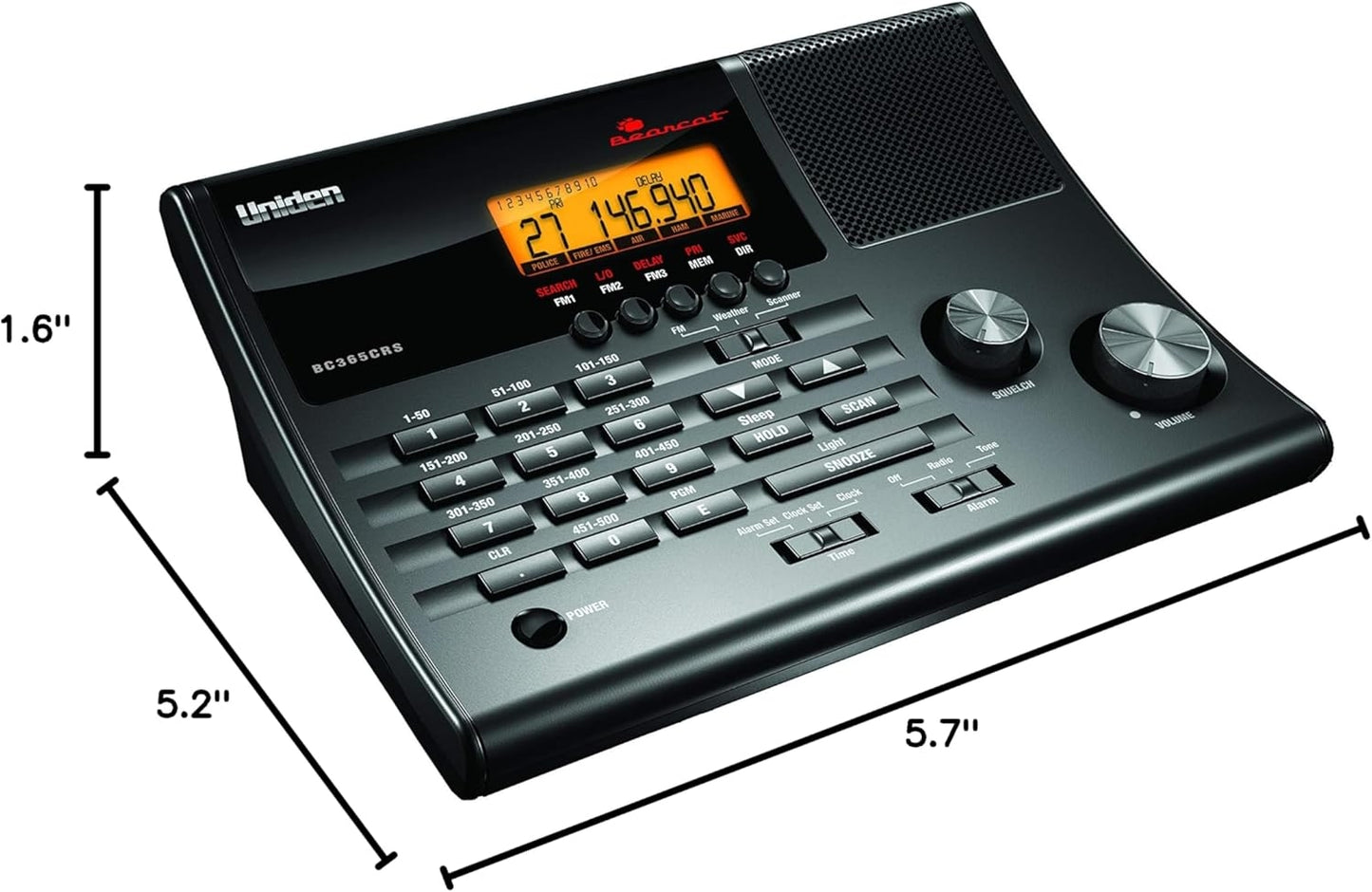 Uniden - BC365CRS 500 Channel Clock/FM Radio Scanner with Weather Alert - Black