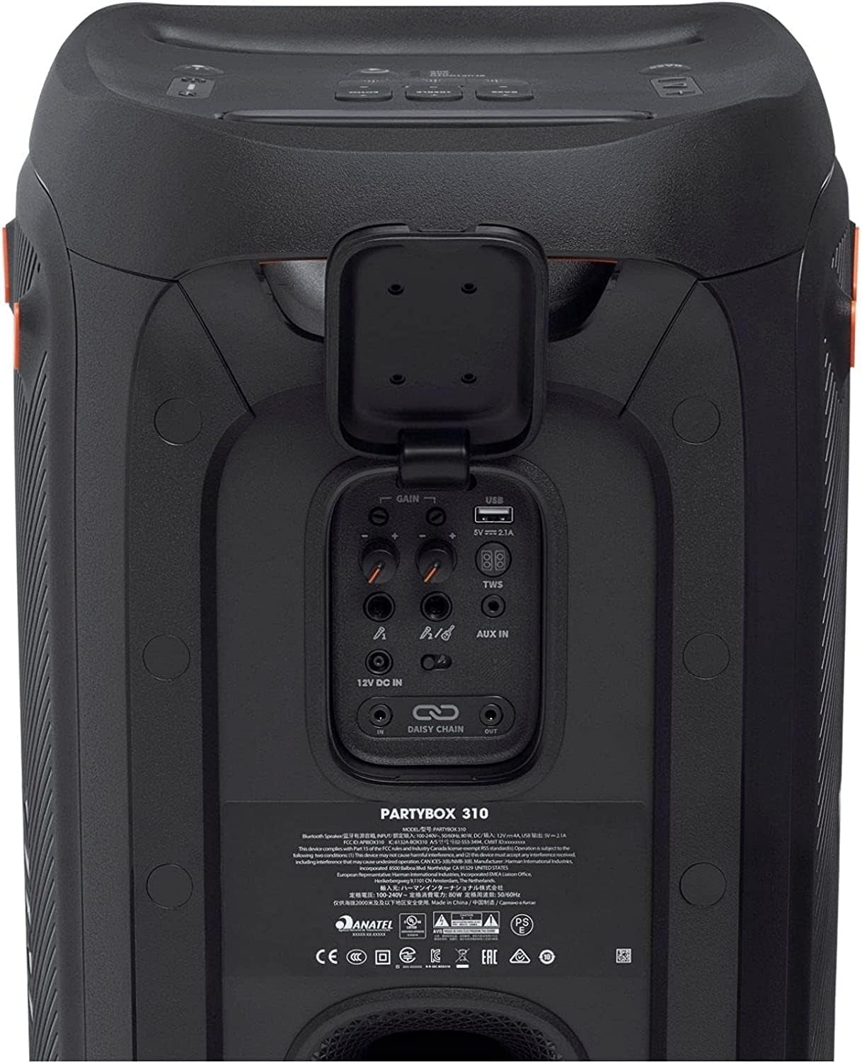 JBL PartyBox 310 Portable Party Speaker 240 Watts Black, 18 hrs battery life, Multicolor light, IPX4 Splashproof - JBLPARTYBOX310