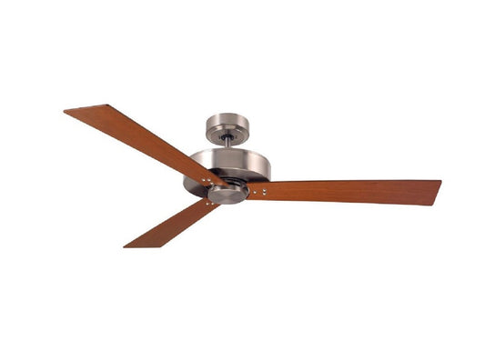 Kathy Ireland Home Keane 52" Brushed Steel Natural Cherry/Walnut Blades Ceiling Fan In Natural Cherry/Walnut Veneer