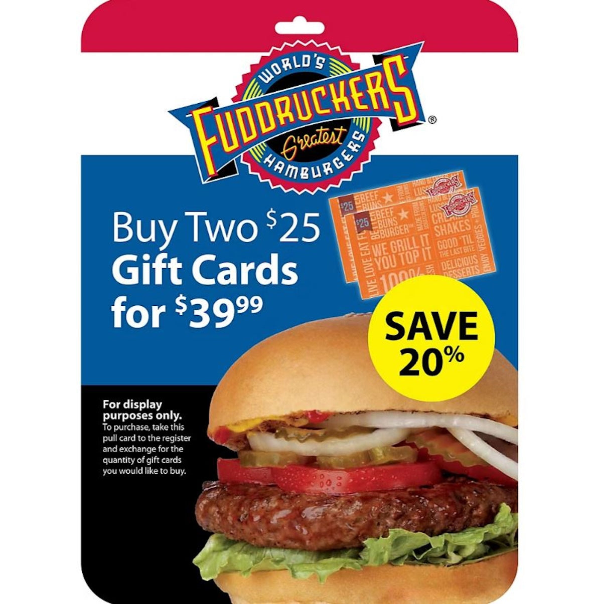 $25 Fuddruckers Gift Card, 2 pk.