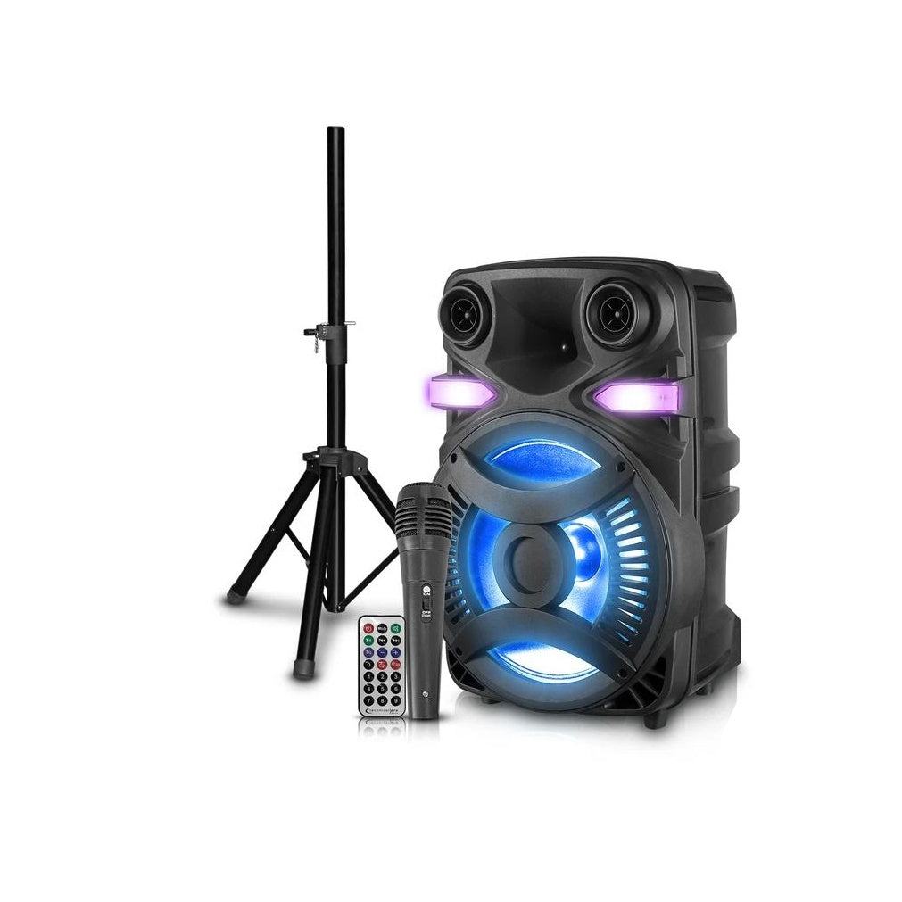Technical Pro Rechargeable 15" Bluetooth LED Speaker Package with Tripod & Microphone XP15PKG