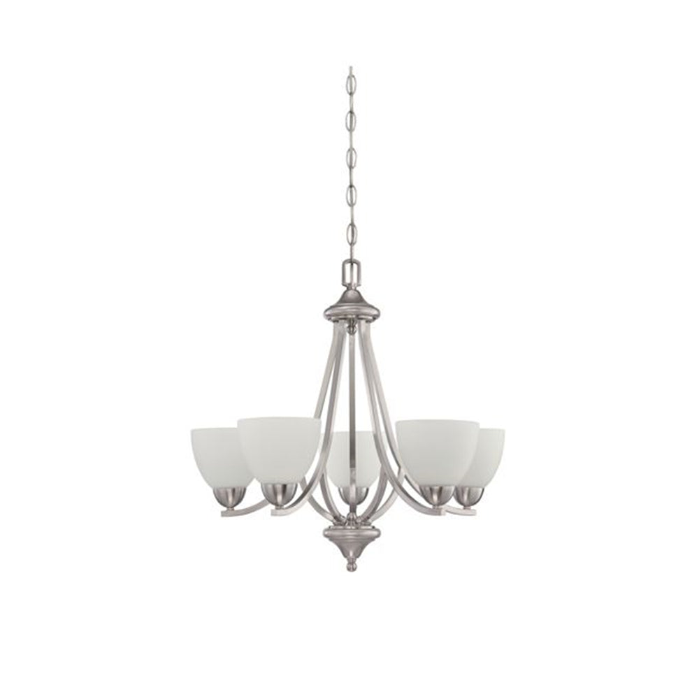 Sunset Preston 5-Light Chandelier Ceiling Lamp, Bright Satin Nickel F16085-80